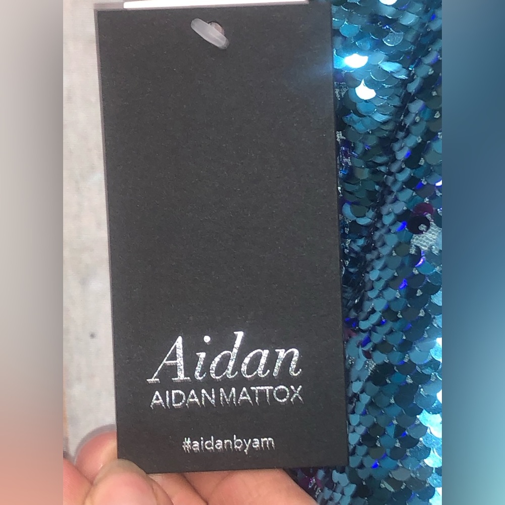 NWT!!! Aidan Mattox Teal/Purple FlipSequin Cocktail Spagh Strap Dress Sz 2 - Picture 8 of 14